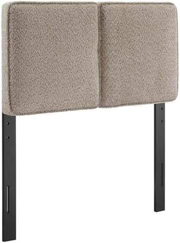 Modway Lindee Twin Size Upholstered Headboard with Slate Boucle Fabric - Pillow Style Headboard for Kid's Room or College Dorm - Fabric Twin Headboard with Adjustable Mounting Positions