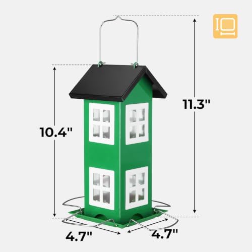 Veehoo Metal Bird House Feeder for Outdoors Hanging with 4-Port
