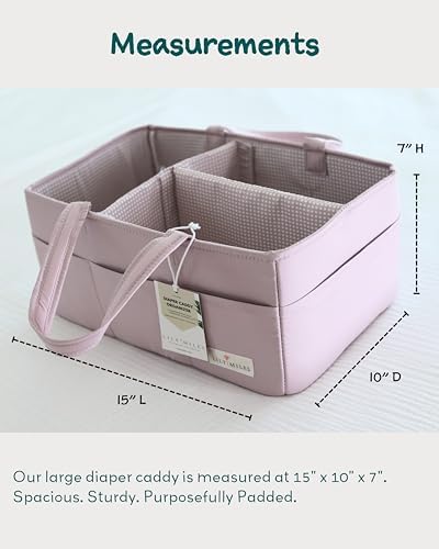 Baby Diaper Caddy Organizer, Wipeable Diaper Organizer Basket with 8 Pockets for Newborn Essentials, Baby Shower Gifts, Nursery Tote Bag for Changing Table or Car (Rosy Lilac, Large)