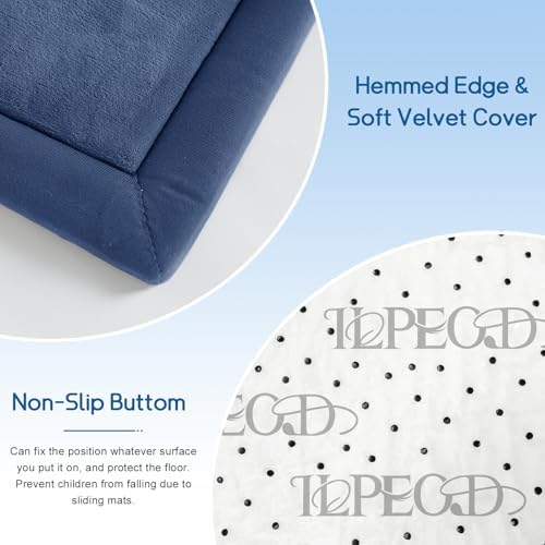Baby Play Mat for Floor Nursery Rug Muscle Mat Area Rug Playroom Rug 59"x79" Playpen Mat Elastic Foam 1.3" Thick Crawling Mat for Babies,Toddlers, Infants, Kids,Sapphire Blue