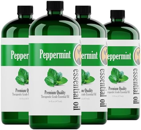 Natures-Star Peppermint Essential Oil, 4 Pack 16oz Each, 64oz Bulk, Therapeutic Grade Peppermint Essential Oil for Aromatherapy, Soap Making, Candles, Diffuser
