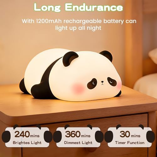 FAMIDUO Panda Night Light, Squishy Silicone Dimmable Touch Lamp,Panda Gift