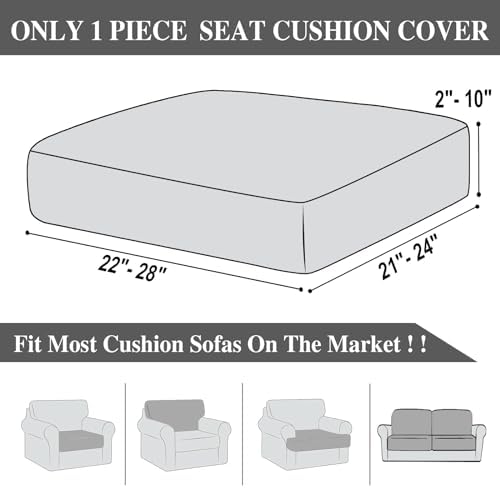 LA MEACK Couch Cushion Cover Seat Cushion Cover Stretch Armchair Cover Separate Sectional Sofa Slipcovers Furniture Protector(1 Piece for Seat or Sofa Backrest, Light Grey)