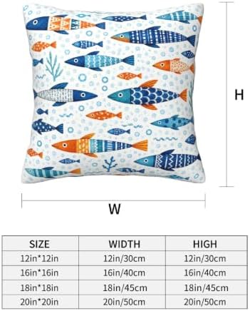Fish Decorative Throw Pillow Covers 18x18 Inch Set of 4