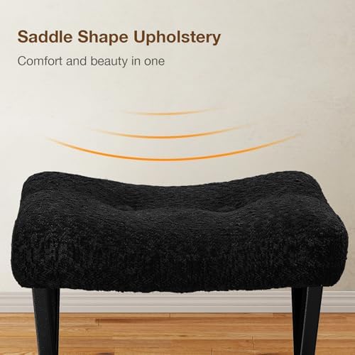 Memobarco 18-Inch Vanity Stool Chair, Black Makeup Stool