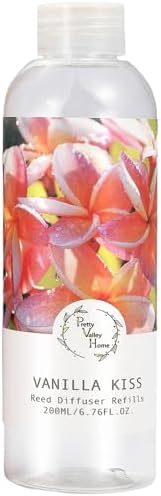 Reed Diffuser Refill Vanilla Kiss 6.76oz (200ml), Long-Lasting Floral Essential Oil, Home Fragrance for Bedroom, Bathroom Home Decor