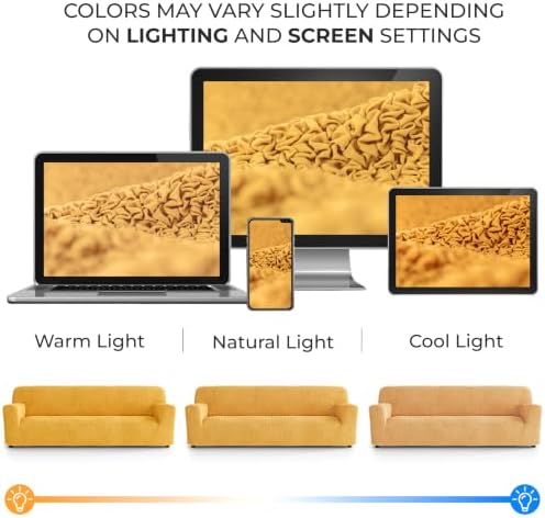 PAULATO Premium Stretch Couch Covers for Sofa - Sofa Chair Cover Washable, Dogs & Pets Friendly - Elastic Polyester Loveseat Slipcovers - Non-Slip Love Seat Couch Covers - Mango (86"-120" Wide)