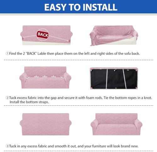 ZNSAYOTX Stretch Chair Cover, 1 Piece Couch Covers for 1 Seat Sofa, Jacquard Armchair Slipcovers with Elastic Bottom Thickened Furniture Protector for Dog Cat Pet (Small, Dusty Pink)