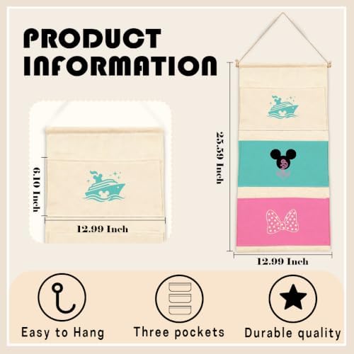 Cute Nautical 3-Pocket Hanging Wall Organizer, Useful Wall Pocket Storage
