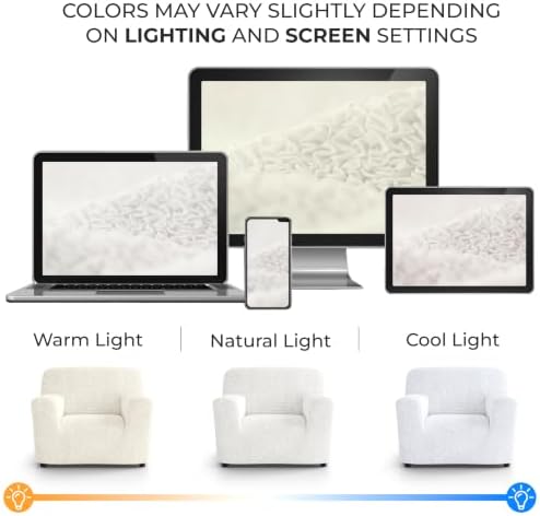 PAULATO Premium Stretch Couch Covers for Sofa - Sofa Chair Cover Washable, Dogs & Pets Friendly - Elastic Polyester Loveseat Slipcovers - Non-Slip Love Seat Couch Covers - Crisp White (21"-39" Wide)