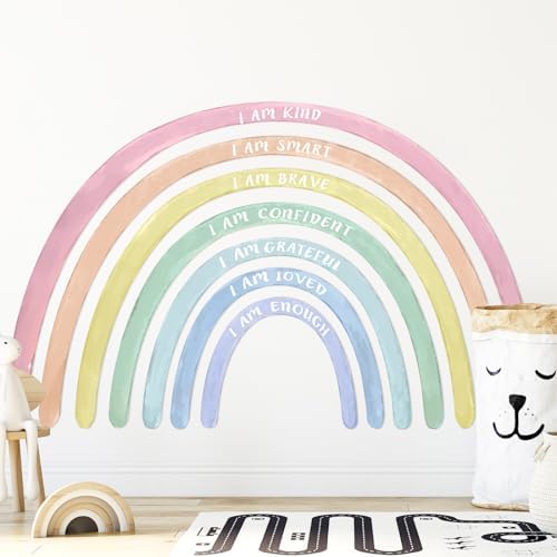 Tinideya Large Watercolor Rainbow Wall Stickers Decal, 77" x 47'', Pastel