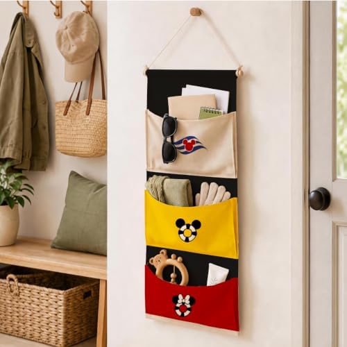 3-Pocket Hanging Wall Organizer, Nautical Lifebuoy Design for Boys' Bedroom
