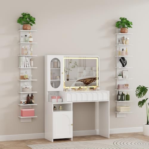 Qupui 8 Tier Wall Shelf Unit, 63 Inch Floating Storage, 9.3 Inch Wide,White