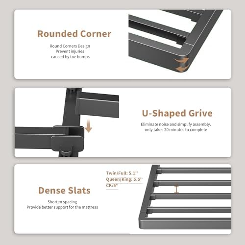2 Inch Metal Twin XL Box Spring Bunkie Board Bed Slat Replacement