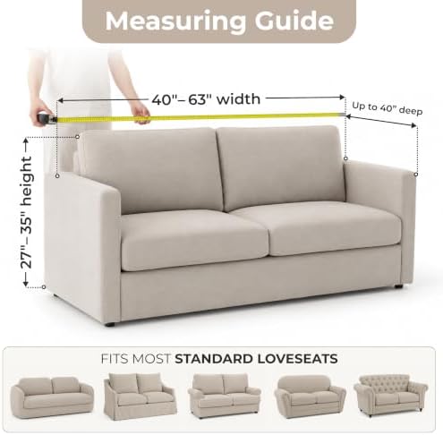 PAULATO Premium Stretch Couch Covers for Sofa - Sofa Chair Cover Washable, Dogs & Pets Friendly - Elastic Polyester Loveseat Slipcovers - Non-Slip Love Seat Couch Covers - Soft Taupe (40"-63" Wide)