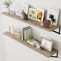 Axeman 12 Inch Deep Floating Shelves for Wall - 55 Inch Wide x 12 Inch Deep Wall Shelves Set of 2 - Rustic Grey Wood Floating Shelves for Living Room