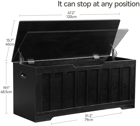 VANKILEY 43.3" Storage Chest Extra Large, Storage Bench.(Black)
