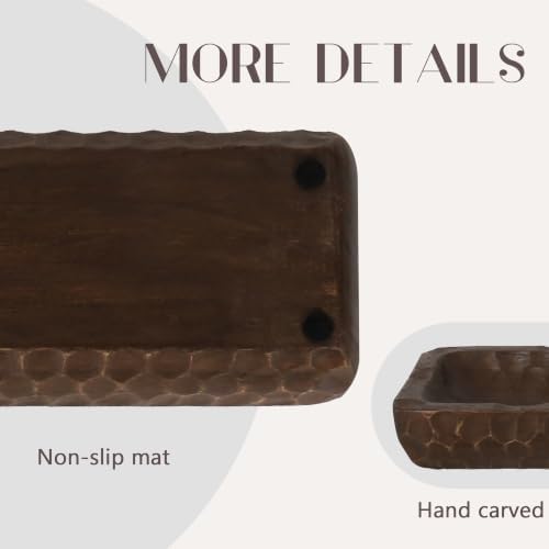 Oakrain Decorative Bowl Rustic 16" Hand-Carved Wooden Dough Bowl, Brown