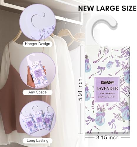 MYARO 12Pcs Lavender Sachets Hanging Car Air Freshener, Closet Deodorizer