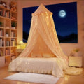 Princess Bed Canopy for Girls, Double Layer Canopy Fits Twin/Full Bed - Fairy Bed Tent for Kids Room Decor(with 250pcs Warm White Curtain Lights,Pink)