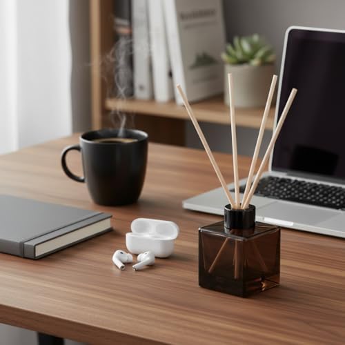 100ml 2pcs Reed Diffuser Bottles - Fragrance Diffuser Empty Bottle with 20pcs Reed Sticks for Home Fragrance Accessories and Women Gift Room,Home,Bathroom Decor