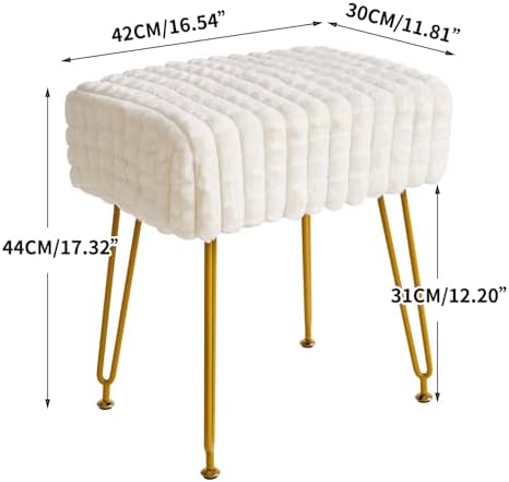 IBUYKE Makeup Vanity Chair, Rectangular Footrest Stool, White WBD003W