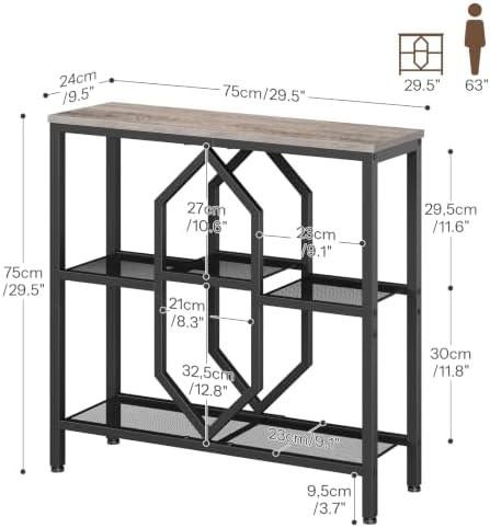 HOOBRO Console Table, Narrow Entryway Table, Behind Couch Table, Greige