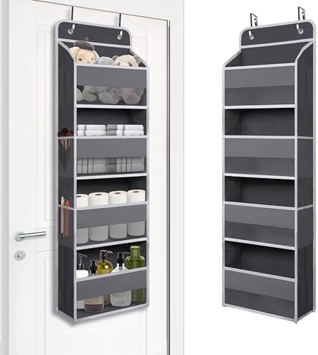 TYMENSH Over the Door Organizer for Bedroom Bathroom Pantry, 4 Shelf Gray