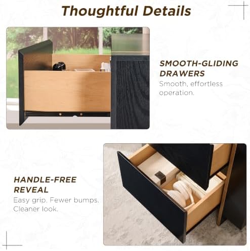 OKD 24” Modern 2 Drawer Dresser for Bedroom with Charging Station