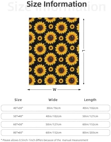 Boho Sunflowers Fleece Throw Blanket Ultra Soft Cozy Decorative Flannel Blanket for Home Bed Couch Chair Travel 40x30in