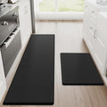 StepRite Kitchen Mats for Floor, 2-Piece Anti-Fatigue Kitchen Rugs, Black