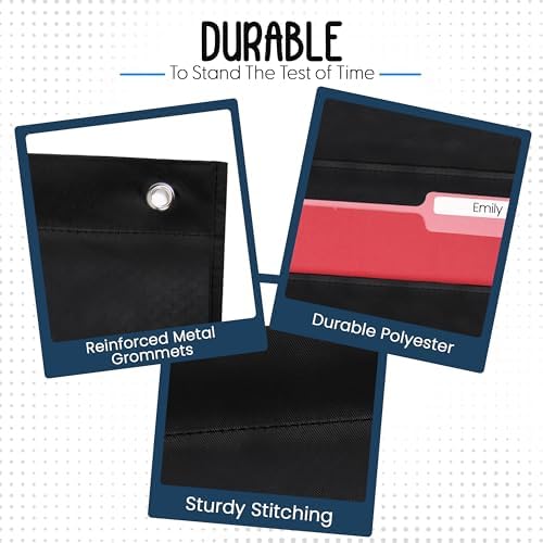 30 Pocket File Folder Pocket Chart, Black, 42" W x 47" T