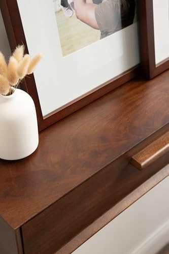 Kate and Laurel McCutcheon Mid-Century Floating Console Table for Entryway; 30 x 9 x 6; Walnut Brown; Decorative Transitional Floating Entryway Table for Use as Living Room Storage Wall Shelf