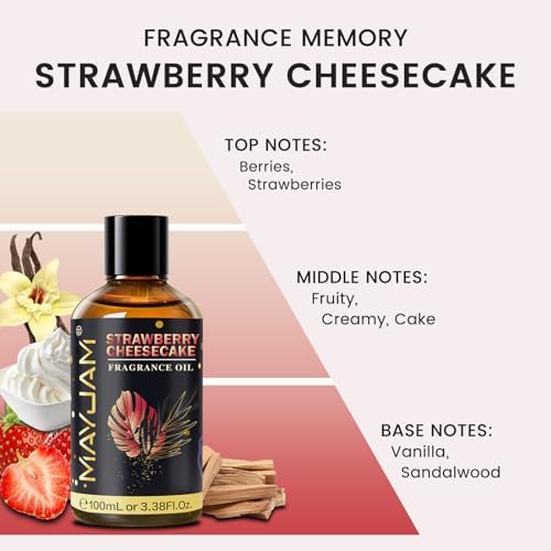 MAYJAM Strawberry Cheesecake Fragrance Oil for Diffusers, 100ML/3.38FL.OZ