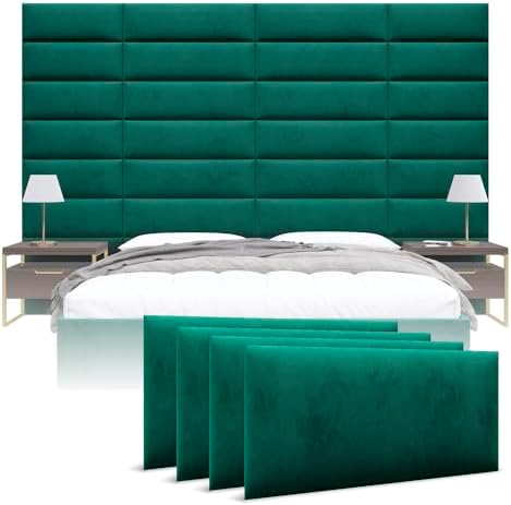 Vänt Wall Mounted Headboard Panels, King/Twin, Velvet Emerald Green