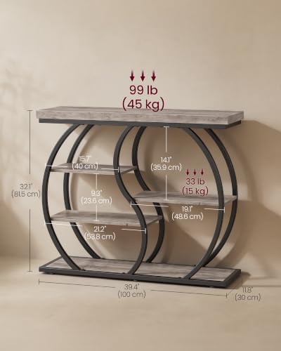 VASAGLE 39.4 Inchs Entryway Table, 5-Tier Console Table, Narrow Sofa Table