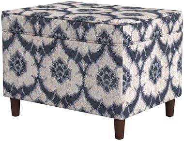 Spatial Order 24" Dinah Collection Storage Ottoman - Blue Medallion Print
