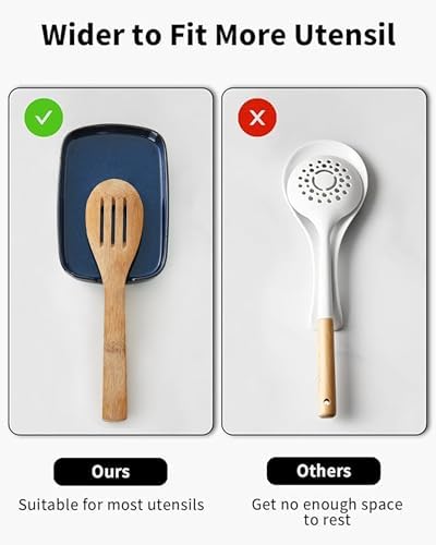 ABRUTY Spoon Rest for Stove Top, Ceramic Spoon Holder for Counter, Modern Farmhouse Decor Accessories for Spatula, Spoons or Tongs, Rectangular, Flambe Blue
