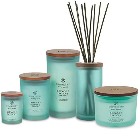 Chesapeake Bay Balance + Harmony Scented Candles Water Lily Pear Fragrance Medium Size Natural Soy Wax 50 Hours Burn Time Pack of 2