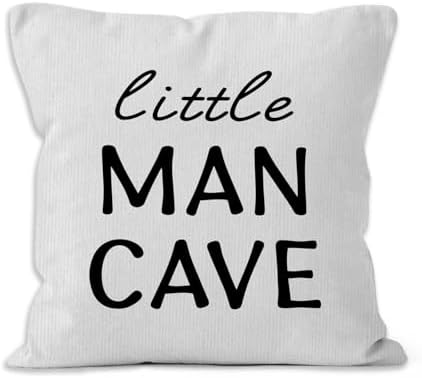 Little Man Cave Throw Pillows Covers, Kids Toddler Decorative Pillows Covers for Playroom Decor, Boys Pillows Covers, Nursery Kindergarten Playroom Decor, Boy Nursery Pillow Covers 18x18