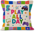 Colorful Dinosaur Truck Sports Boy Nursery Throw Pillow Cover 18x18