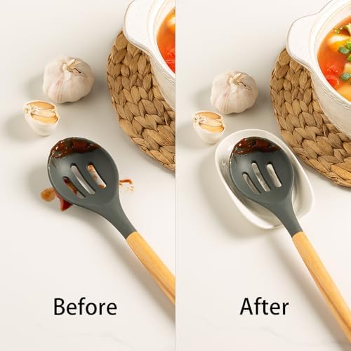 Ceramic Spoon Rest for Stove Top, Spoon Holder for Kitchen Counter