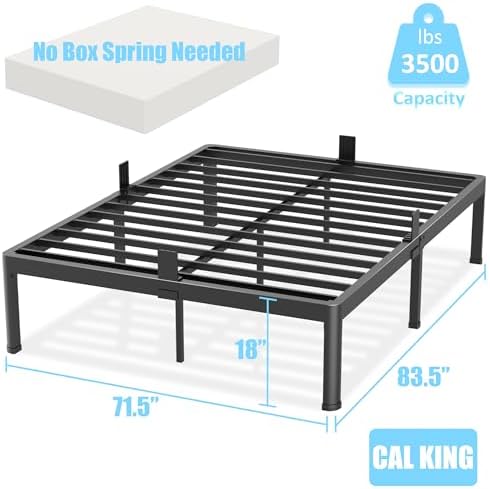 17 Inch California King Metal Bed Frame with Mattress Retainer