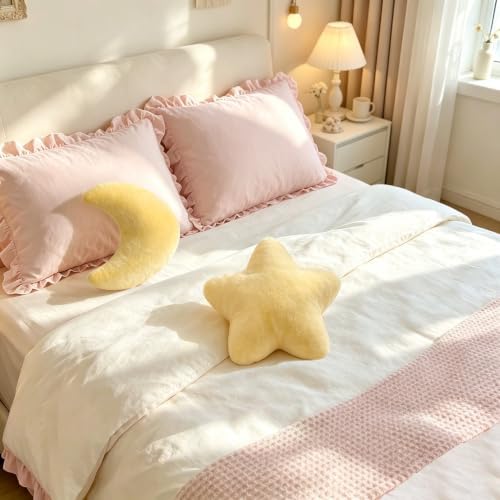 2PCS Moon Star Pillow Set, Cute Decorative Throw Pillows for Bed Couch