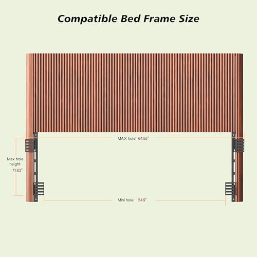 Walnut Queen Size Headboard Only, Fluted mid Century Modern Headboard, Free Standing Bed Backboard, Farmhouse Wooden Headboards 65.4" Wide Vertical Wood Grain Design (Walnut., Queen)