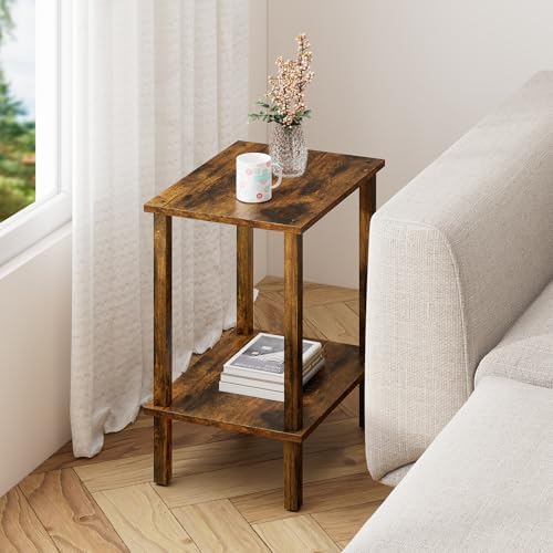 TUTOTAK End Table, Side Table, Nightstand, 2-Tier Storage Shelf