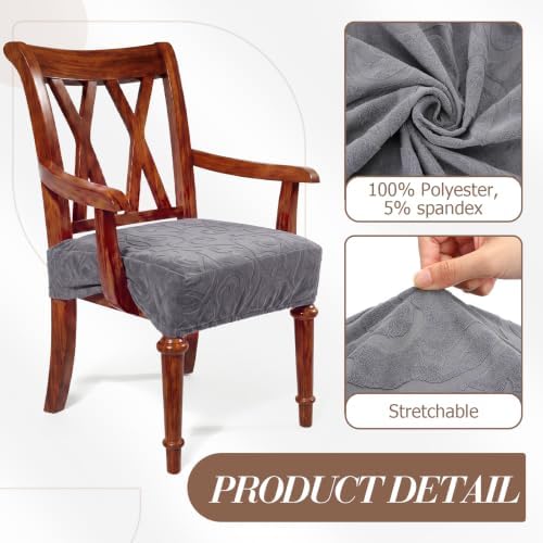 Havawish Extra Wide Dining Chair Seat Covers, Dark Gray, Jacquard, 1 Pcs
