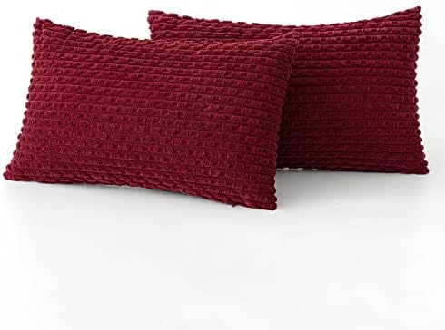 MIULEE Christmas Lumbar Decorative Throw Pillow Covers 12x20 Burgundy