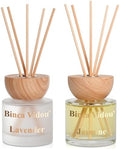 Reed Diffuser Set, Binca Vidou Lavender & Jasmine Natural Scent Oil Diffusers with Sticks for Home Office Bathroom Aromatherapy Decor 3.38oz x 2