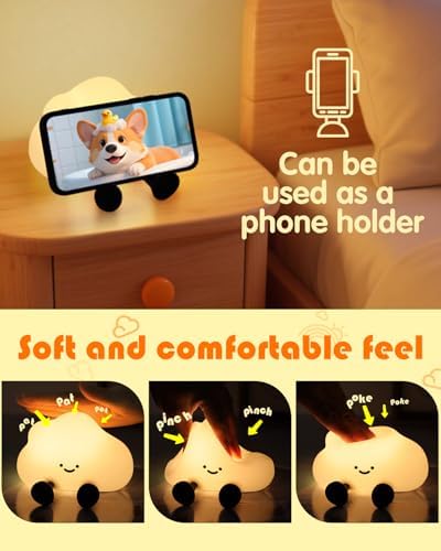 YISUN Cloud Night Light, Colorful Silicone Night Lights for Nursery, Rechargeable Dimmable Bedside Lamp with Timer, Soft Squishy Night Lamp Portable Kids Gift for Girls, Boys, Babies